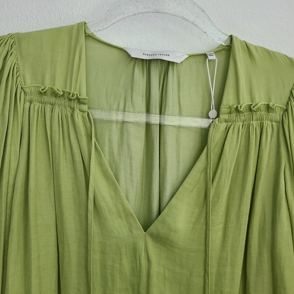 Rebecca Taylor Tie Neck Sateen Blouse - Picture 7 of 9
